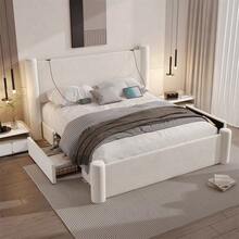 Bed Frames - Beige + Velvet + Contemporary + European - View 2