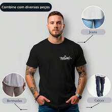 Camiseta Masculina Básica Treino Academia Algodão Street 224 Casual Verão Gola Redonda Tecido Premium - Preto - Visão 4