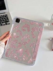 豹纹/猎豹纹亮粉色双面亚克力透明水晶平板电脑保护套。兼容 iPad 11 (2025/10.9)/Air 4/5/6/7 (2025/10.2)/Pro 11/10/9.7/10.5 和 Galaxy Tab。具备睡眠/唤醒功能和多角度可折叠支架。时尚简约的豹纹图案是日常平板电脑保护的理想之选，也是一份精美的礼物。