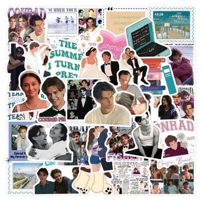 55 de autocolante tematice "Vara în care am devenit frumoasă", decorative și practice, potrivite pentru emisiuni TV, laptopuri, telefoane, mașini, skateboard-uri, sticle de apă, albume, computere, jurnale etc.