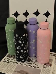 1 pieza Taza de agua de 500ml con elemento de margarita en varios colores, taza de café aislada de acero inoxidable, muy atractiva para viajes al aire libre, muy adecuada para el hogar, la oficina, actividades al aire libre, regalos de cumpleaños y regalos navideños para familiares y amigos - Multicolor - Ver 1