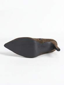 秋冬女士时尚性感棕色尖头侧拉链细高跟踝靴，舒适百搭，适合派对、户外活动和日常穿着，10厘米高跟。 - 棕色 - 查看 10