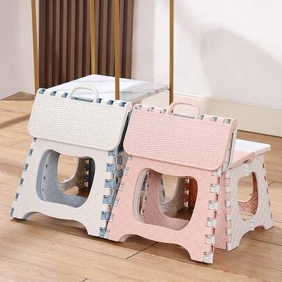 Banco dobrável de plástico grosso para áreas externas, 2 peças, banco pequeno portátil para uso doméstico, banco de acampamento, mini banco para áreas externas, duas cores