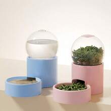 Small Pet Rabbit Fully Automatic Food And Water Dispenser With Storage Compartment, Large Capacity 0.8L, Dual-Purpose Automatic Feeder For Cats - Pink - View 8