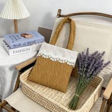 Women's Lace Patchwork Handbag Fashionable Versatile Mini Floral Purses For Daily Life, Work, Travel - Yellow - View 1