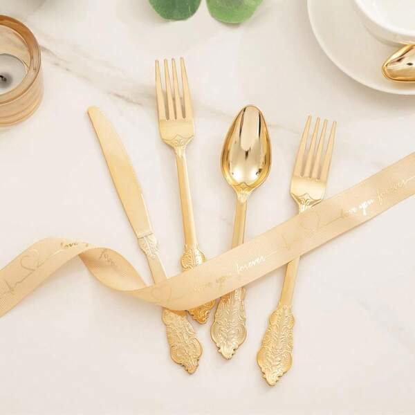 75pcs Gold & Silver Tableware - Heavy Duty Christmas Dinnerware - Gold Silver Cutlery Set Includes 25 Forks, 25 Spoons, 25 Knives: Health & Home
