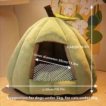 IUdog 4-Season Pet Bed, Enclosed Warm Winter Cat Sleeping Nest, Cozy Soft Pet House For Cats And Dogs, Autumn/Winter - Green - View 14