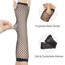 Fishnet Fingerless Gloves Mesh Arm Sleeves Fish Net Arm Sleeves EMO Gloves For Women In Theme Party Scene Accessories{"Size_name":"Long","Color_name":"#1-Black(Long)"} - 多色16 - 查看 3