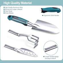 7-Piece Gardening Tools Set, Non-Slip Ergonomic Handle, Repotting Mat, Rust-Proof SS, Handbags & Gloves For All - As Pic - View 7