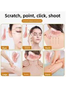 Natural Cherry Blossom Pink Gua Sha Facial Massage Tool Set, Professional Salon Muscle Relaxation Facial Gua Sha Tool Set, Fitness - Multicolor - View 4