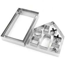 10pcs Gingerbread House Baking Set - 3D Stainless Steel Cookie Cutters, Suitable For Christmas, Halloween And Thanksgiving - Perfect Choice For DIY Holiday Desserts In Restaurants, Food Trucks And Bakeries - Silver - View 13