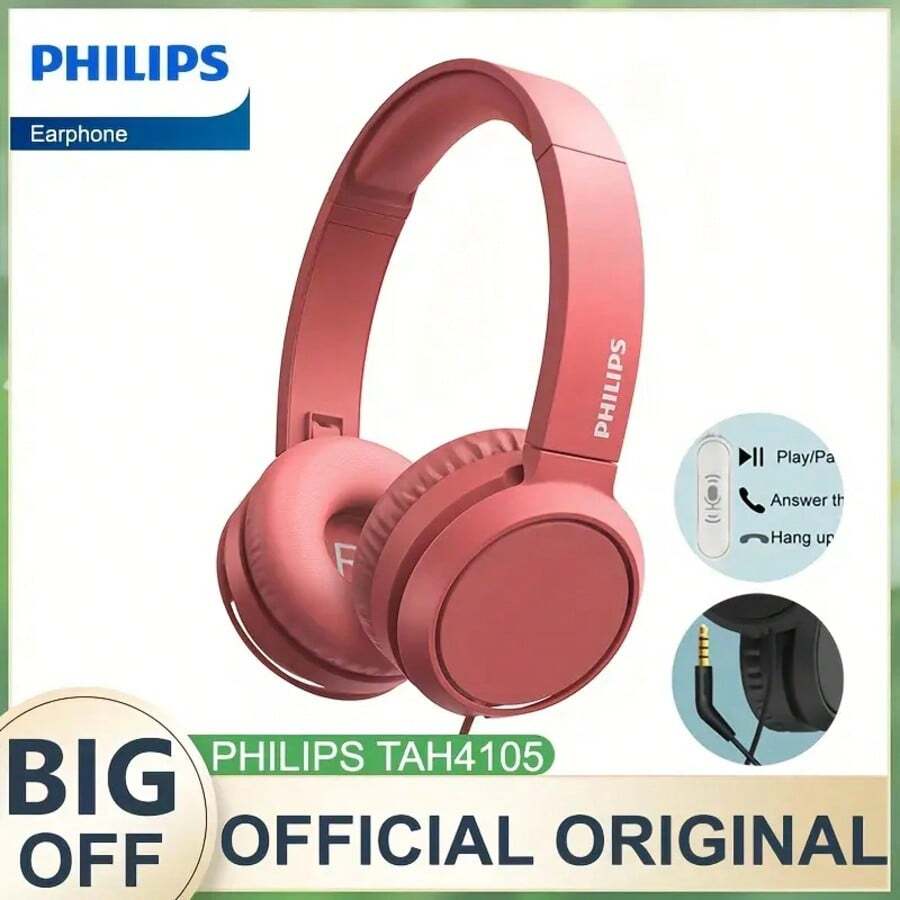 PHILIPS Auriculares con cable y micrófono TAH4105, adecuados para computadora, oficina, educación y aprendizaje en línea, conector de audio de 3.5 mm