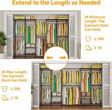 H5 Pro Heavy Duty Garment Rack, Freestanding Clothes Rack, Wardrobe Closet For Hanging Clothes, Portable Closet Organizer With Expandable Hanger Rods, (97.7-115.4")L X 15.7"W X 75.4"H, Black,23137518