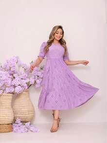 Women's Midi Dress Três Marias Laise Mesh Wedding Evening Formal And Night Elegant And Casual - tử đinh hương - Xem 2