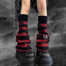 Lebaley Kawaii Leg Warmers For Girls Women - Japanese Lolita Leg Warmers Y2K Harajuku Leg Cover Stockings Kawaii Knit Socks{"Color_name":"Stripe1"} - Multicolor12 - 查看 5