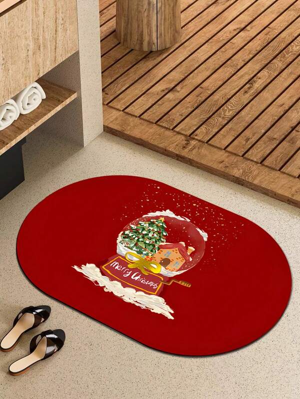 1 قطعة سجادة ترحيب عيد الميلاد - شجرة عيد الميلاد الكلاسيكية الحمراء الكرتونية ، مصممة بشكل أنيق وشخصي - سجادة زخرفية صغيرة وممتعة - سجادة حمام قابلة للغسيل من ديات الأرض 3.5 مم ، مناسبة للحمام والمطبخ ومدخل المنزل وغرفة الغسيل ، للاستخدام الداخلي والخارجي ، ديكور عيد الميلاد / ديكور المنزل