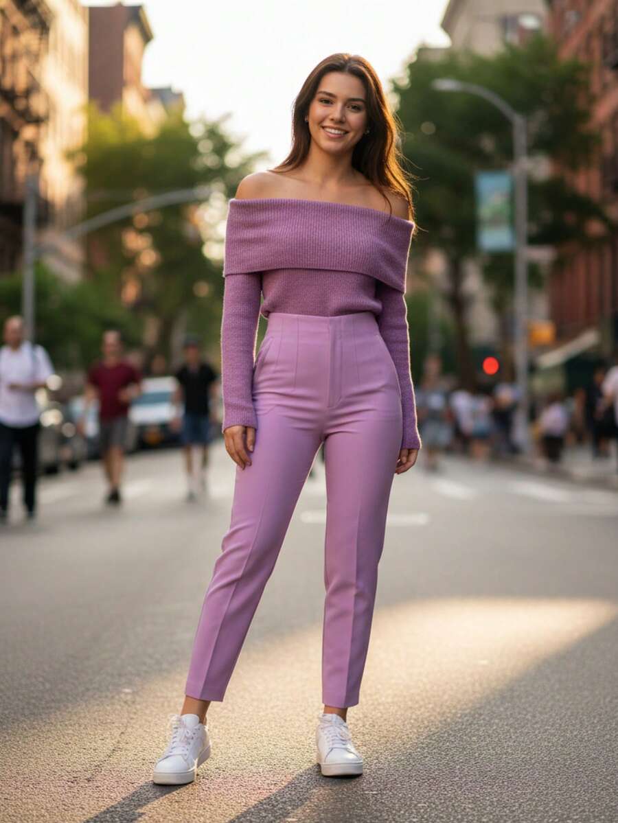 Women Pants - Lilac Purple - View 1