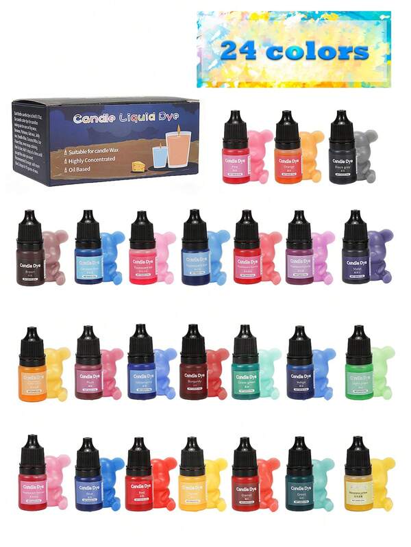 24 PIEZAS/SET 5ml 24 colores Colorantes líquidos transparentes para resina epoxi: Altamente concentrados, bajo olor, fácil de colorear, tintes para jabón DIY, pigmentos para decorar joyas y accesorios DIY