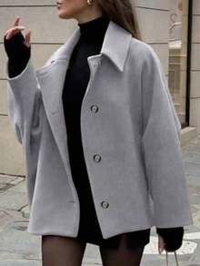 Manteau ample élégant pour femmes, col à revers, boutons devant, poches, couleur unie. Minimaliste et , pour l'automne/l'hiver