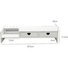 Stand Riser, Laptop Stand Computer Shelf Holder With Storage Drawer Desktop Stand Storage Organizer For PC, Printer, White 2 Drawer