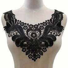 3 Pieces Elegant Water-Soluble Embroidered Lace Collar Set - Floral And Lace Design, Black/Beige, Shirt, Jacket (Hand Wash Only), Sewing Supplies Accessories - 3 Mixed Colors - View 3