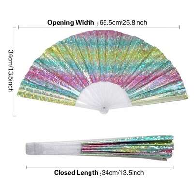 Brilho Leque Grande Brilho Holográfico Raves Baladas Festivais Show Carnaval Decoração  XL6032