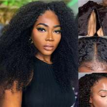 V Part Curly Wave Wig Human Hair No Leave Out V Shape Water Weave Curly Upgrade U Part Wigs With Clips Daily Wear Soft Hair Glueless V-Part Wig No Filter Glamorous Weekend Ready For Women Beginner Friendly No Lace No Glue No Sew In Daily Wear Hair Accessory 200% Density - Natural Black - View 5