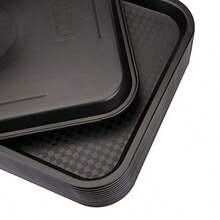 12 Pack Fast Food Tray 13.7 X 10.5 Inch Plastic Restaurant Serving Tray Cafeteria Tray For Coffee Table Party Black