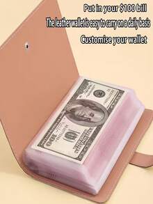 دفتر تخطيط مالي مع مشبك معدني، محفظة مقاس محفظة مصنوعة من جلد اصطناعي لتتبع الأموال والتخزين النقدي والتدوين، تصميم متين وسهل التنظيف مع إغلاق بزر، ملصق ذهبي وحلقة قلم - منظم مالي كبير السعة للرجال للأعمال والسفر والمصرفية - بسيط وأنيق، سهل الوصول، محفظة نقدية