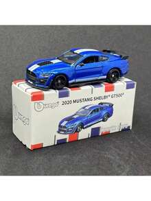 Burago 1:64 Escala Modelo de Coche de Carreras de Aleación Fundida, Modelo Oficial con Licencia de Mercedes-Benz, , Cadillac, Chevrolet, Coches en Miniatura, Regalo de Cumpleaños para Hombres, Juguetes de Coches de Carreras - Mustang Shelby GT500 2020-Azul - Ver 3
