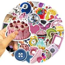 50pcs Y2K Stylish Stickers, Personalized Stickers, Affordable Stickers, Waterproof Vintage Vinyl Stickers Suitable For Laptop, Phone, Car, Skateboard, Water Bottle, Scrapbook, Computer, Diary - Multicolor D - View 5