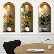 3pcs Nordic Style Plant Wall Stickers, Vinyl Art Wall Decals For Living Room, Dorm, Office, Home Decor - Multicolor - View 10