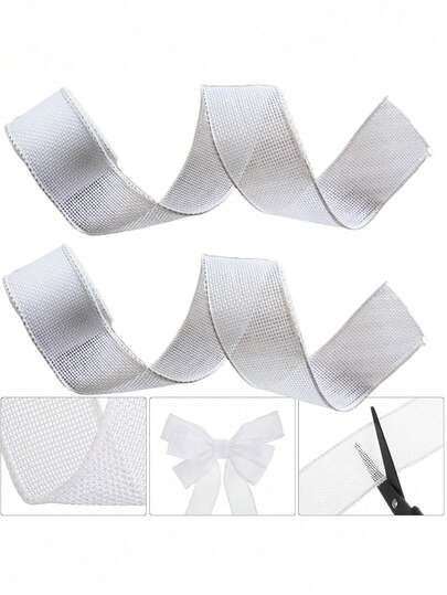 1卷白色黄麻丝带，带铁丝，天然复古黄麻绳，礼品包装丝带，领结工艺品，黄麻绳，黄麻派对婚礼装饰，礼品包装，花环制作和插花