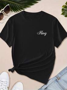 Women's Text Customized T-Shirt, Short Sleeve Round Neck Casual Tops , Women's Casual Sports T-Shirt