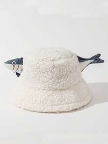 1pc New Salted Fish-Shaped Fisherman Hats, New Cartoon Cute Hats For Men And Women In Autumn And Winter, Warm, Fashionable And Funny Basin Hats, Suitable For Outdoor Gatherings