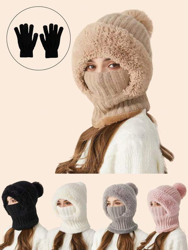 Świąteczny zestaw czapki i rękawiczek z wielokolorowymi, dzianinowymi czapkami Świętego Mikołaja dla mężczyzn i kobiet. Idealny jako ciepłe, zimowe nakrycie głowy, element wystroju domu, dekoracja świąteczna lub pokoju. Idealny jako prezent dla ojca, matki lub przyjaciół. Klasyczna i popularna dzianinowa czapka na Boże Narodzenie, Halloween, zimę i jesień.