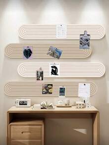 4pcs/Set 20x80cm No Drill Decorative Bulletin Board, Self-Adhesive Wall Memo Board, Nordic Minimalist Felt Combination Display Board, Reusable Home/Office/Classroom Photo Wall Message Board, Can Insert Pins, For Room Decor/Office Memo/Study Reminder/Entryway Key Holder - Multicolor/A - View 1