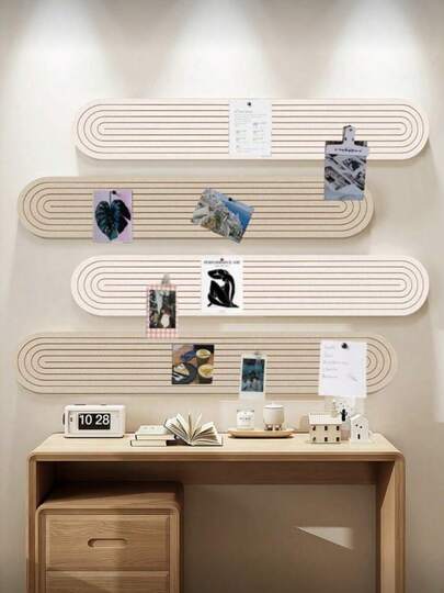 4pcs/Set 20x80cm No Drill Decorative Bulletin Board, Self-Adhesive Wall Memo Board, Nordic Minimalist Felt Combination Display Board, Reusable Home/Office/Classroom Photo Wall Message Board, Can Insert Pins, For Room Decor/Office Memo/Study Reminder/Entryway Key Holder