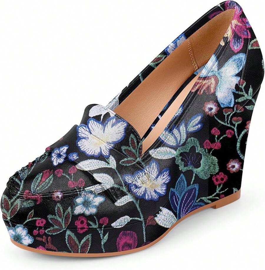 Women's Platform Loafer Wedge Pumps Slip-On Office Casual Penny Loafer Shoeshalloween - 蒙特內哥羅 - 查看 1