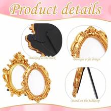 10 Pcs Picture Frames Vintage Tiny Frames Antique Photo Frames Table Top Display Frame Photography Photo Baroque Ornate Resin Frame Home Wedding Holiday Decor - Gold - View 4