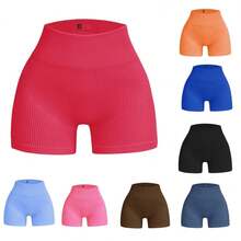 Kit 04 Units Fitness Shorts Gym RIBBED High Waist Butt Lift - Multicolor - View 2