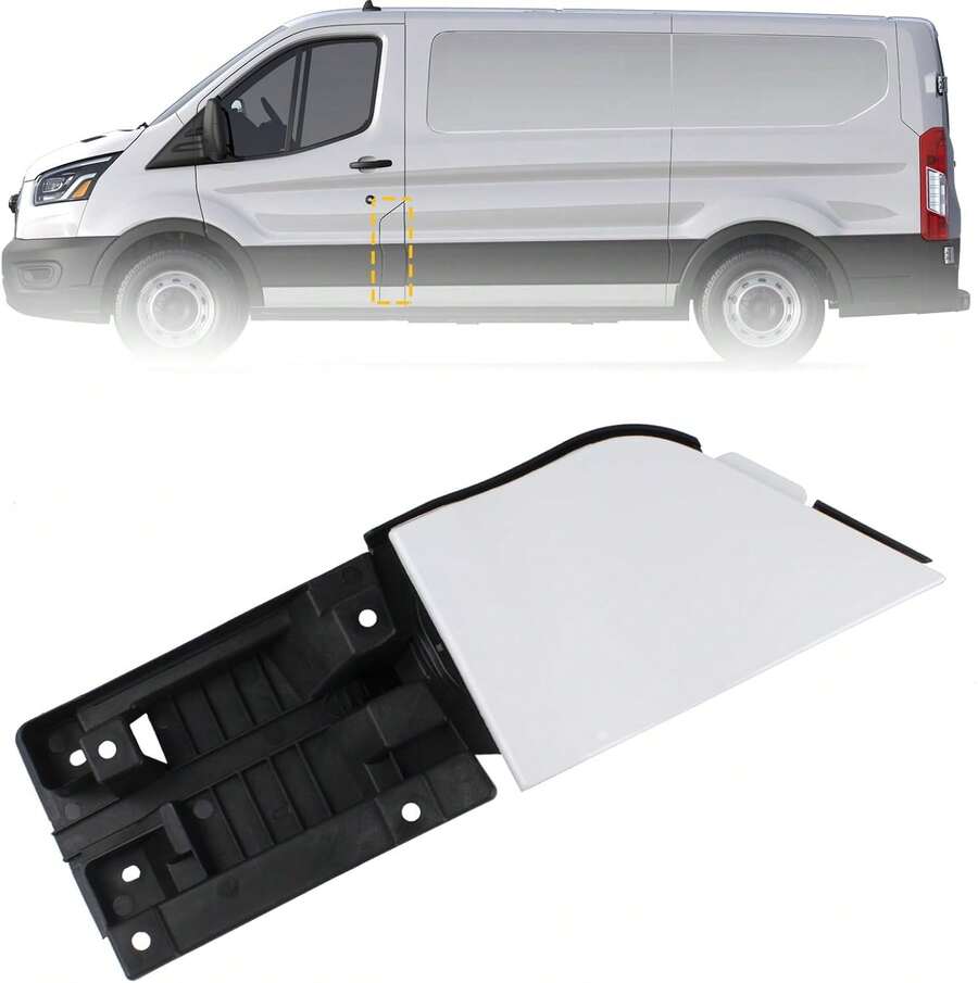Boine Fuel Filler Door Housing Pocket Hinge With White Cover Compatible With 2015-2023 Transit 150 250 350 Gas Door Cap Replace CK4Z-5427936-A CK4Z5427936A
