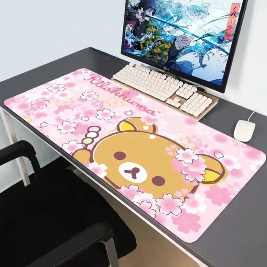 Kawaii Game Rubber Mat Cute Mousepad Non-Slip Table Mat Anime Pink Rilakkuma Office Computer Accessories Speed Desktop Mouse Pad - BLACK-4 - 查看 1