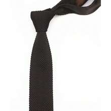 Men's Solid Color Textured Knit Skinny Ties Smart Necktie Square-Cut Finish{"Size_name":"OneSize","Color_name":"ChocolateBrown"} - Multicolor28 - View 5