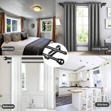 Thanh treo rèm hai lớp, dài từ 28 đến 148 inch, giá đỡ kẹp chắc chắn, thanh đôi bằng kim loại 5/8 inch dành cho rèm cửa, các đoạn thanh có thể điều chỉnh, đầu trang trí. - Vàng - Xem 12