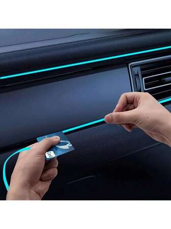 1 pieza Nueva luz ambiente interior de coche silenciosa, control de aplicación móvil, luz LED oculta de alambre luminoso EL, sin necesidad de cableado