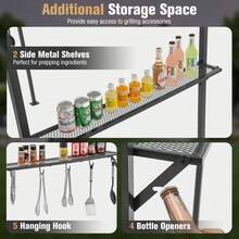 7.8 X 4.4 FT Grill Gazebo Outdoor Patio BBQ Canopy W/ Metal Shelves For Backyard - 米色和黑色 - 查看 7