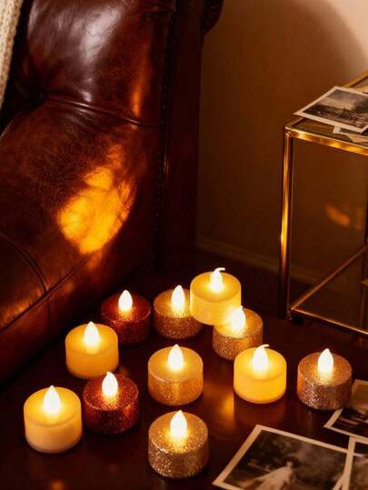 6 件闪光粉，闪亮的金色、红色、银色、白色、黑色粉末，适用于蜡烛装饰、节日和庆典