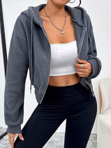 Sudaderas con capucha con cremallera para mujer, chaquetas cortas, sudaderas de forro polar, atuendos de otoño casuales y cómodos, ropa de invierno 2025