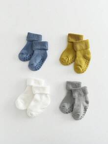 4 Pairs Thick Warm Comfortable Anti-Slip Baby Socks, Suitable For Toddler Boys And Girls, Autumn/Winter - Multicolor - View 4